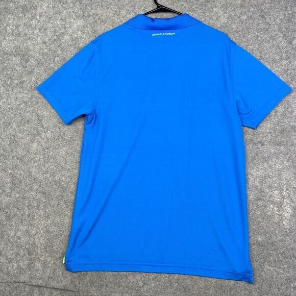 Under Armour Heatgear Blue Stretch Polo Shirt Size Large Loose Fit Performance - Picture 9 of 10